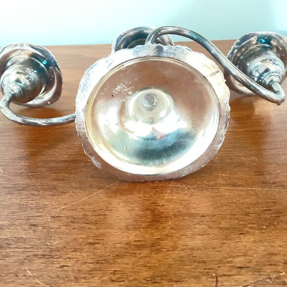 Vintage 3-Arm Silverplate Candelabra by Benedict Proctor  12” Wide Candle Holder - Picture 10 of 13
